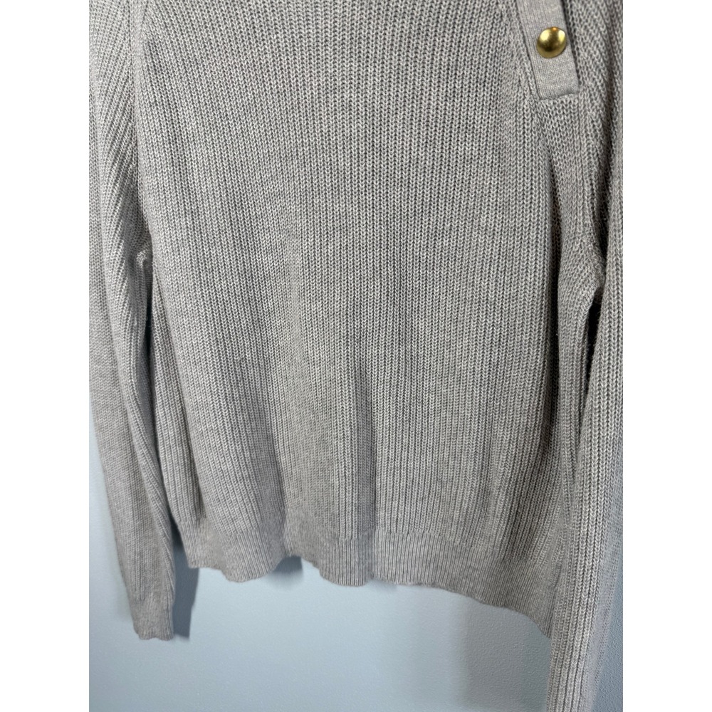 J.Crew Womens Heather Gray Ribbed Knit Button Shoulder Sweater Sz Small Pullover - Picture 4 of 10